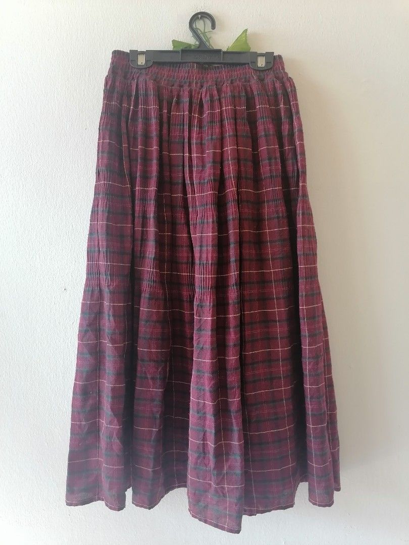 Plaid midi skirt 01 shop