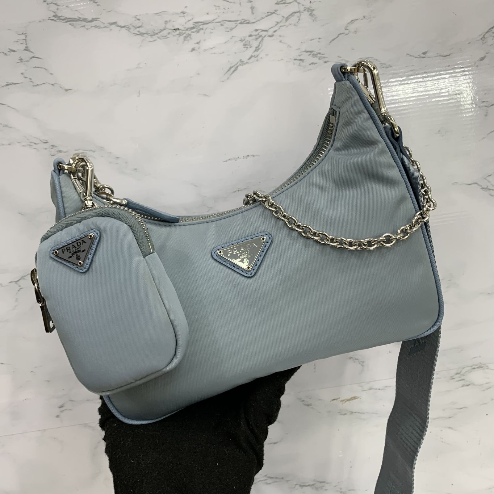 Prada astral blue nylon bag sale