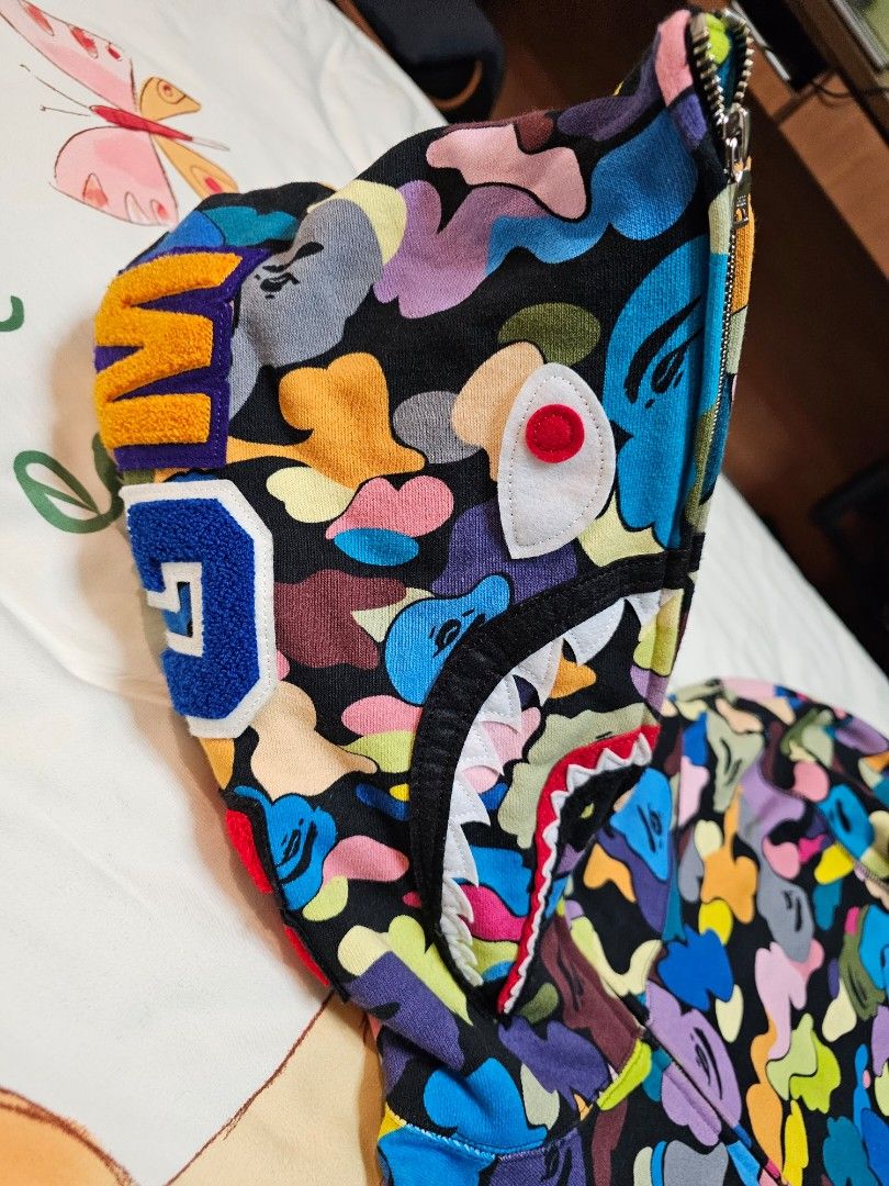 Bape multi camo hotsell shark full zip hoodie