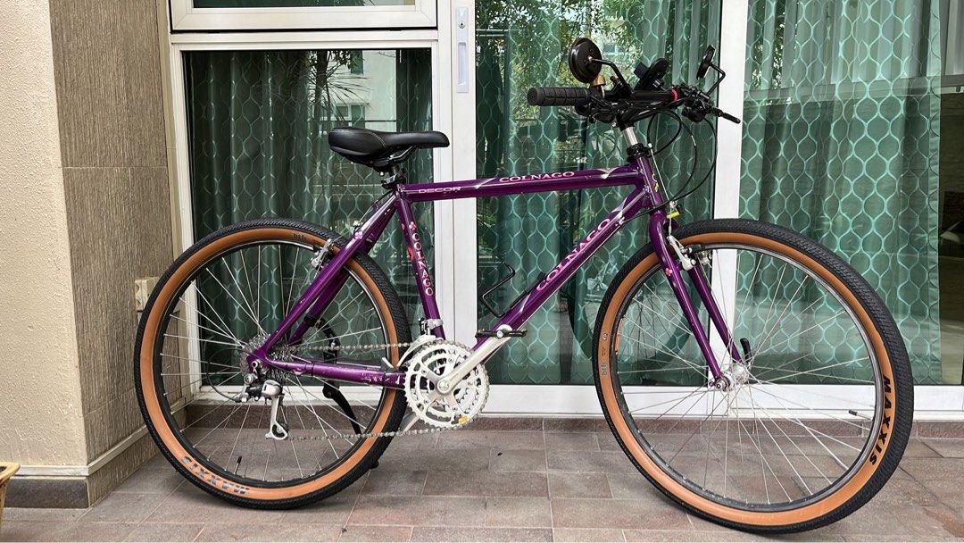 Retro Colnago Decor MTB (Category: Bicycles) located in Singapore. Submitted by subzerovenom (Listing ID 1257783257, Image 1). Description: 1980s Colnago Built up to perfection Maxxis Tyres Brand new handlebar Phone holder, retro bell and mirrors all included. Size 17.5 Inch. .