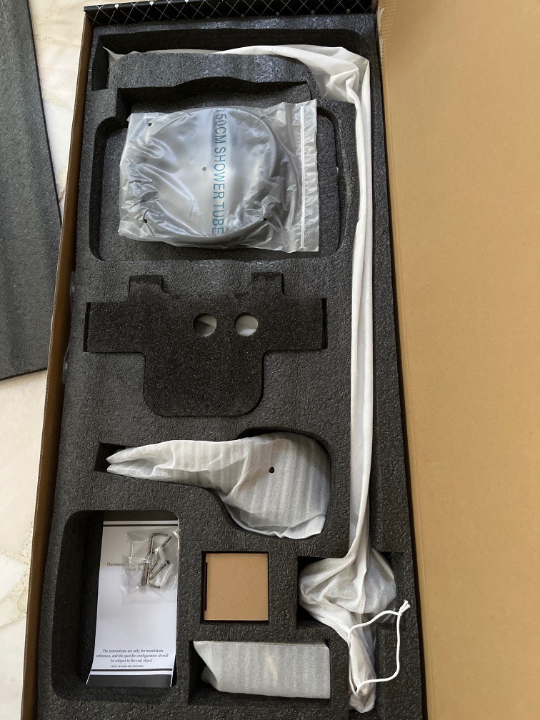 RIGEL Thermostatic Gun Metal Rain Shower Set W2RTSME14418T (BM), Furniture & Home Living