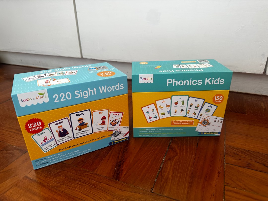 Saalin 220 Sight words and Phonics Kids, 興趣及遊戲, 書本& 文具 