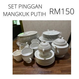 Set pinggan mangkuk putih