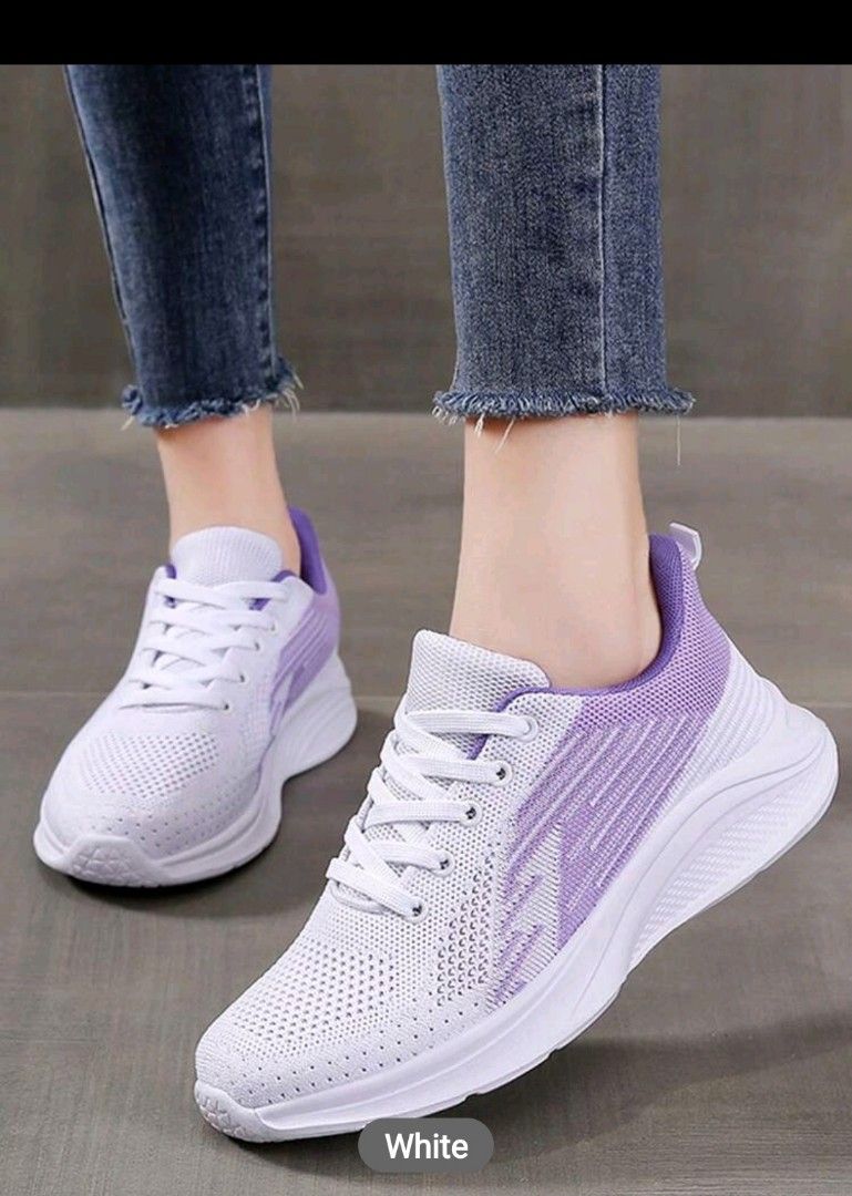Purple and clearance white tennis shoes