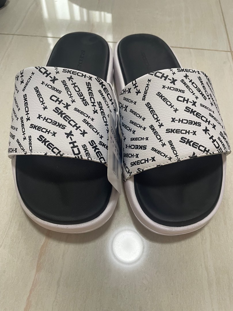 skechers black slides