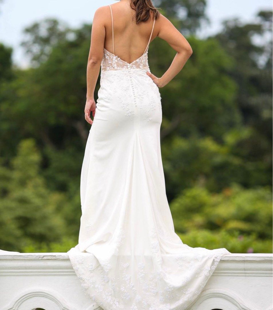 TGW Satin and Embroidered bead Wedding Dress Women s Fashion