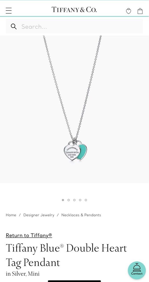 Tiffany and co necklace double heart blue Clearance