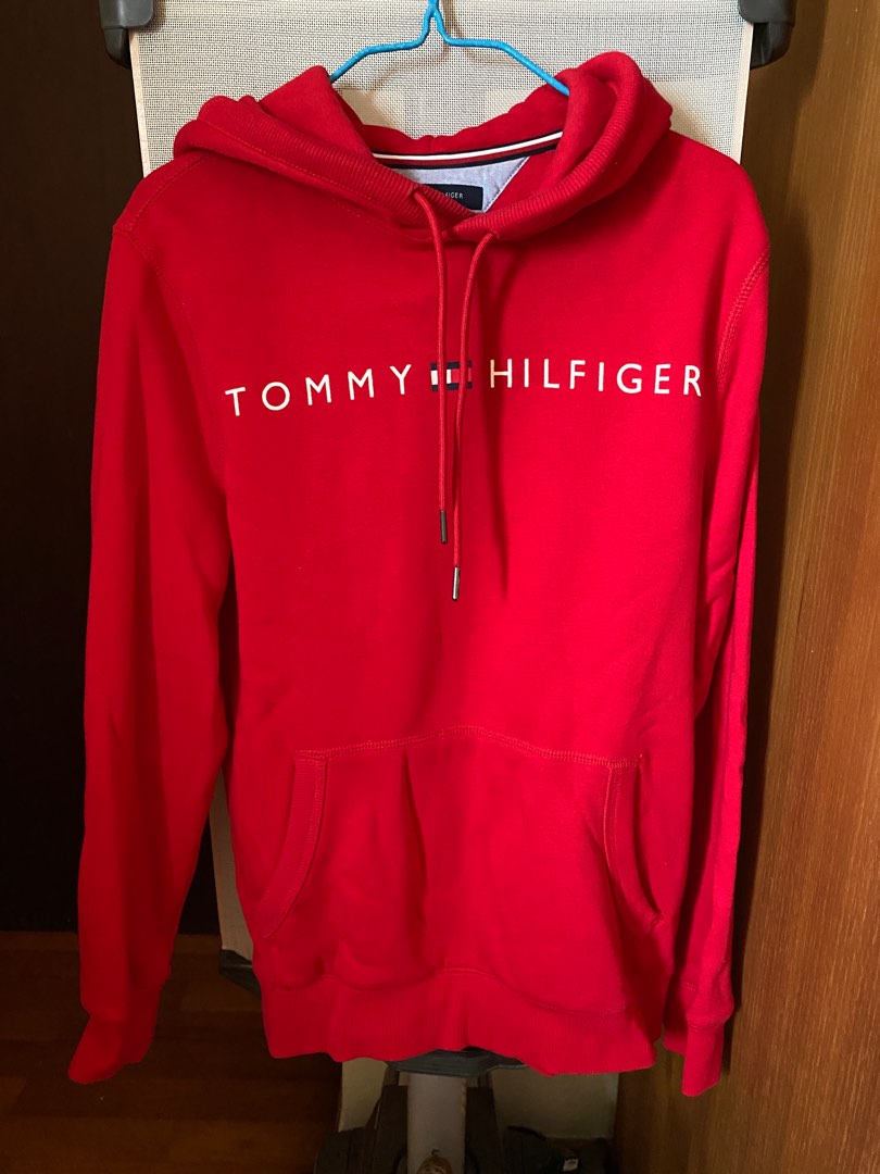 Red hilfiger hoodie sale