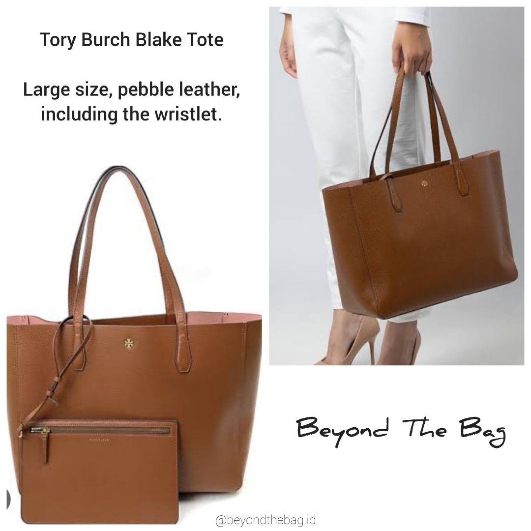 Tory Burch Blake Large Pebbled Leather Tote Handbag