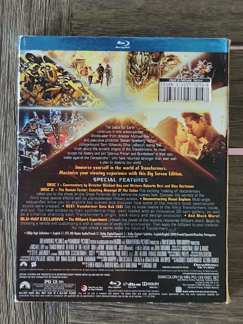 Transformers Bluray Set: Transformers / Revenge Of The Fallen / Dark Of ...