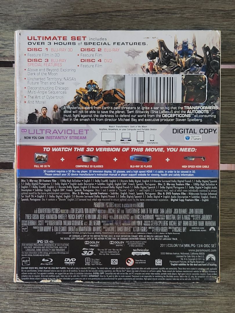 Transformers Bluray Set: Transformers / Revenge Of The Fallen / Dark Of ...