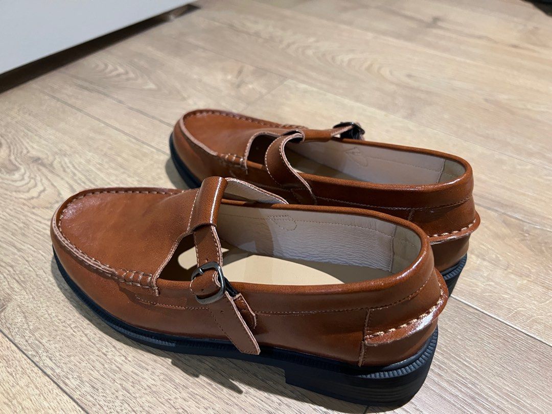 T shaped leather shoes hotsell