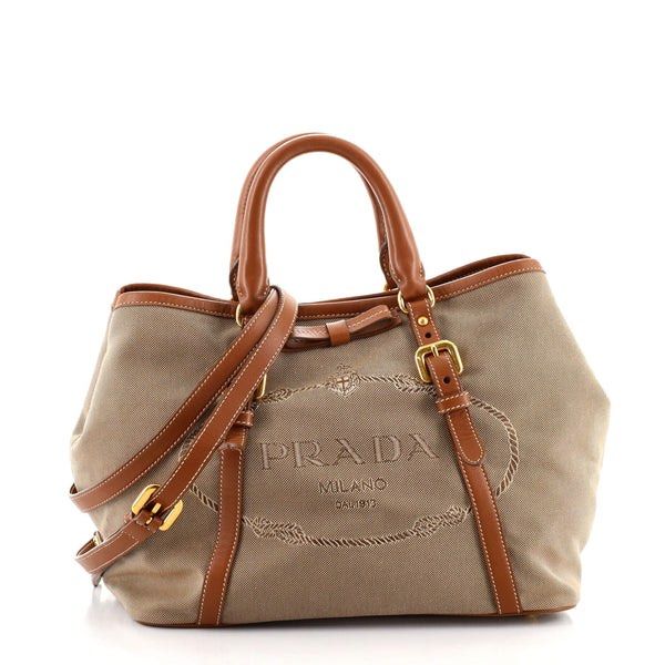 Prada Milano Dal 1913 Brown Leather And Canvas Handbag, Luxury, Bags &  Wallets on Carousell