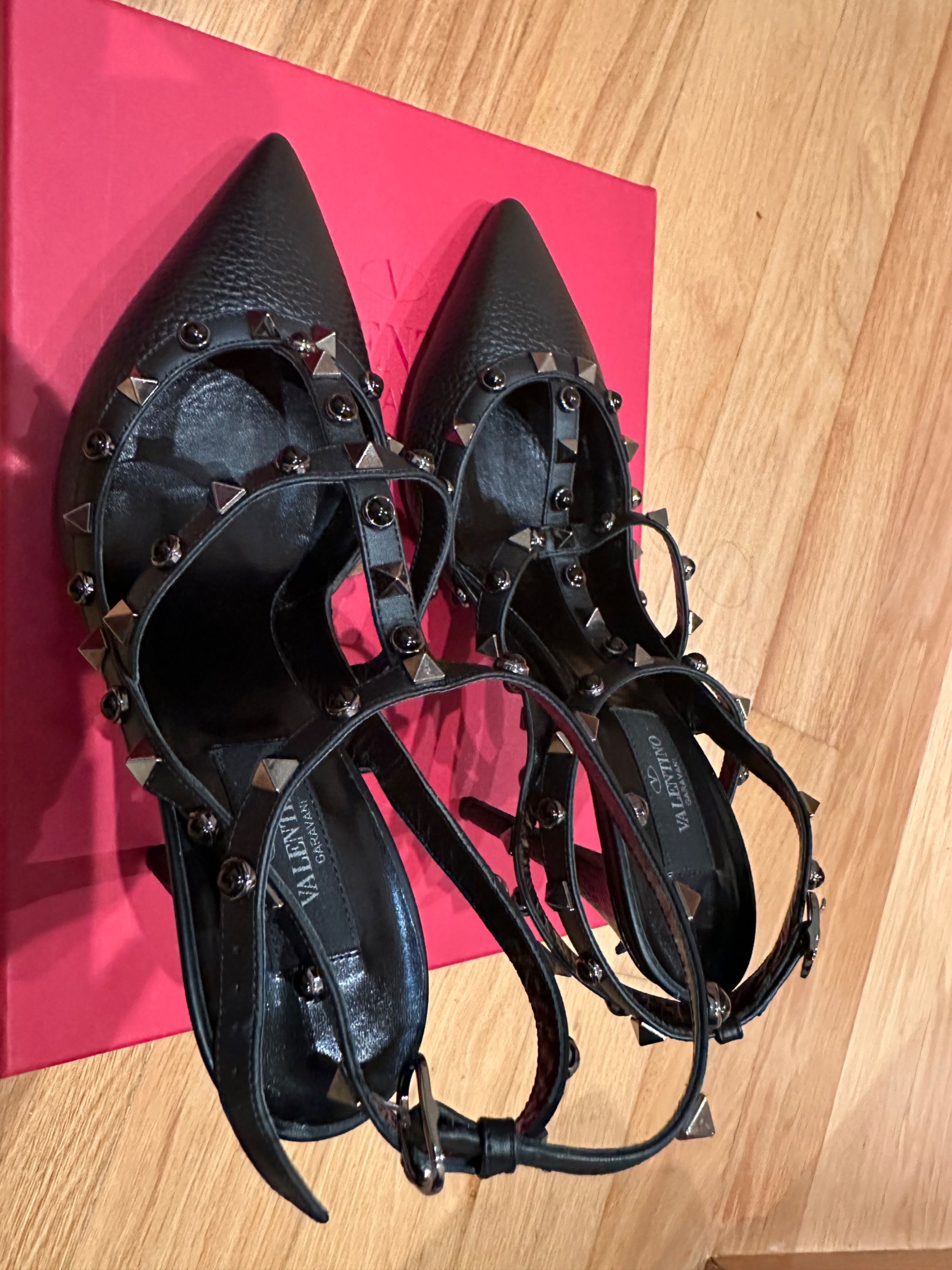 All black valentino new arrivals rockstud heels