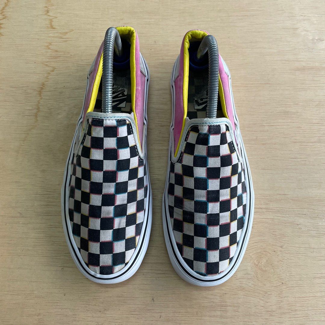 Painted checkered vans hot sale