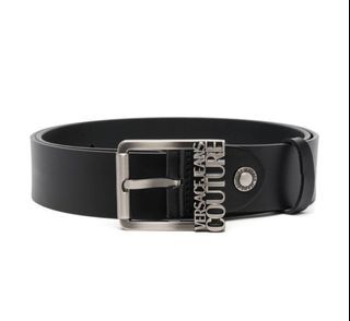 Versace Jeans Couture Logo Black Leather Belt 85cm for Men Women Unisex New in Box