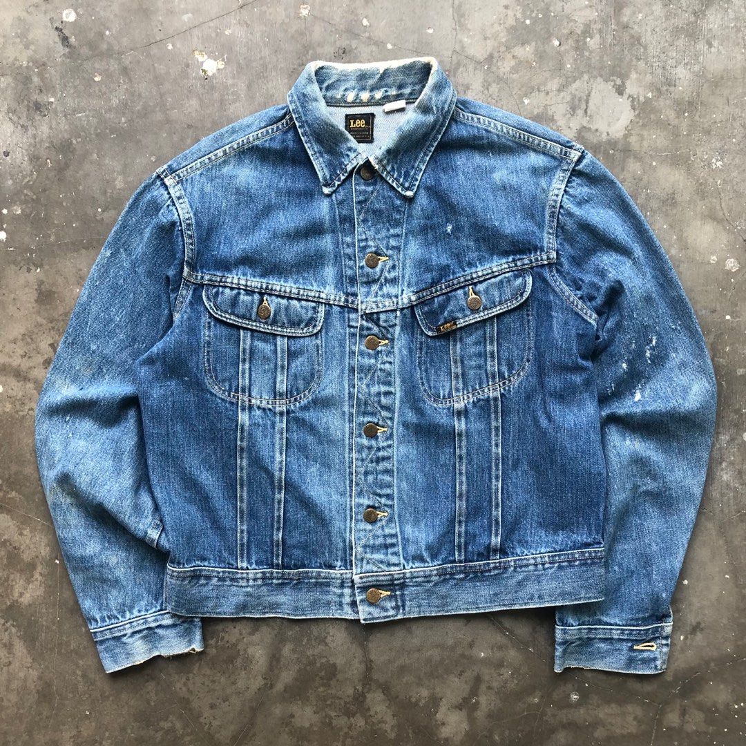 Vintage 70's Lee Riders Denim Trucker Jacket, Fesyen Pria, Pakaian