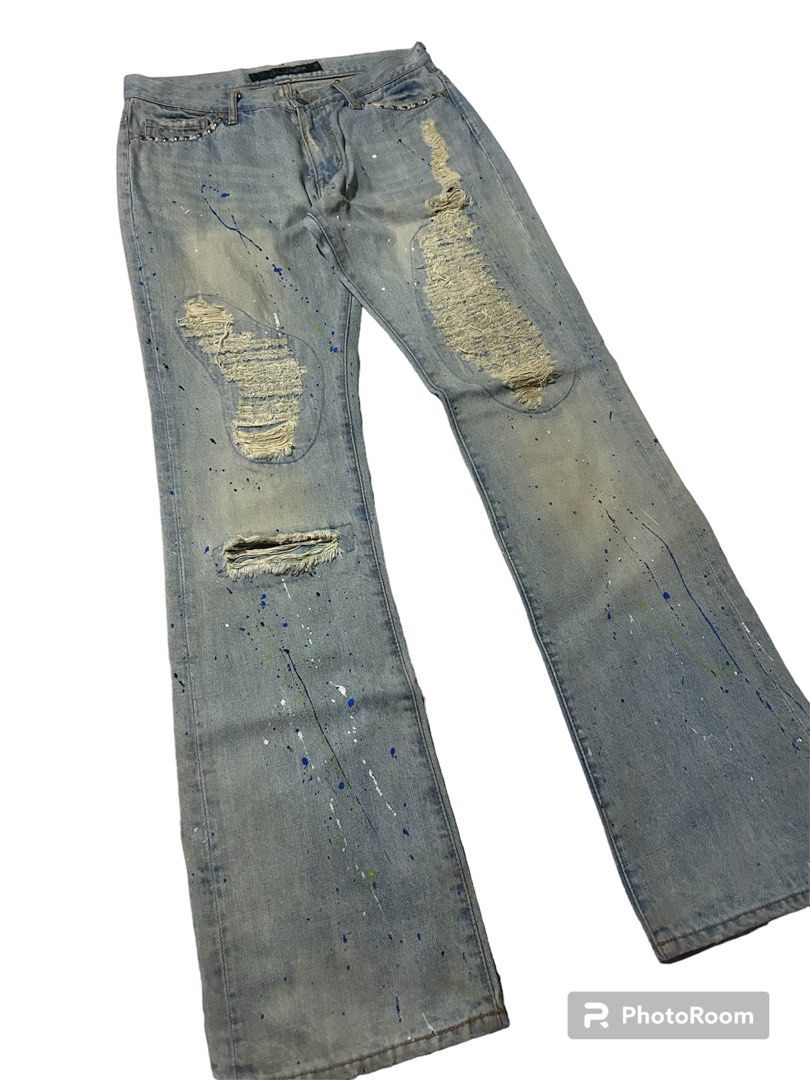 VINTAGE Hysteric Glamour x SCHLÜSSEL Splattered Paint Distressed Denim