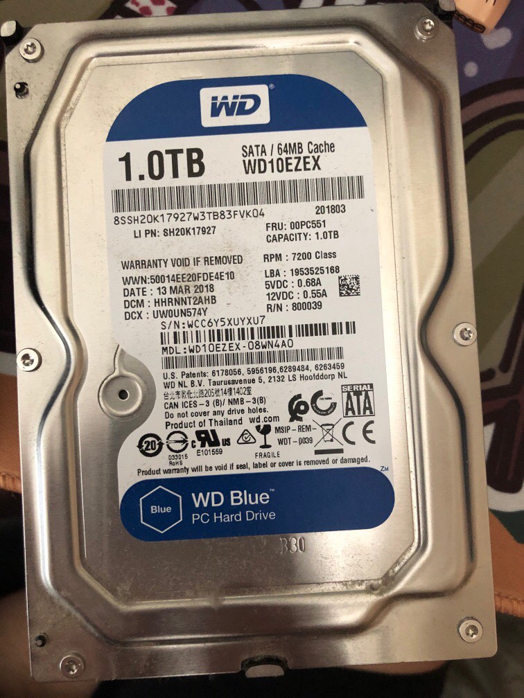 WD blue 1TB Hard disk, 電腦＆科技, 電腦周邊及配件, 硬碟及儲存器 - Carousell