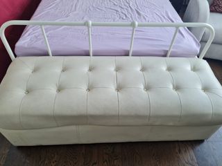 White English Leather Couch with storage