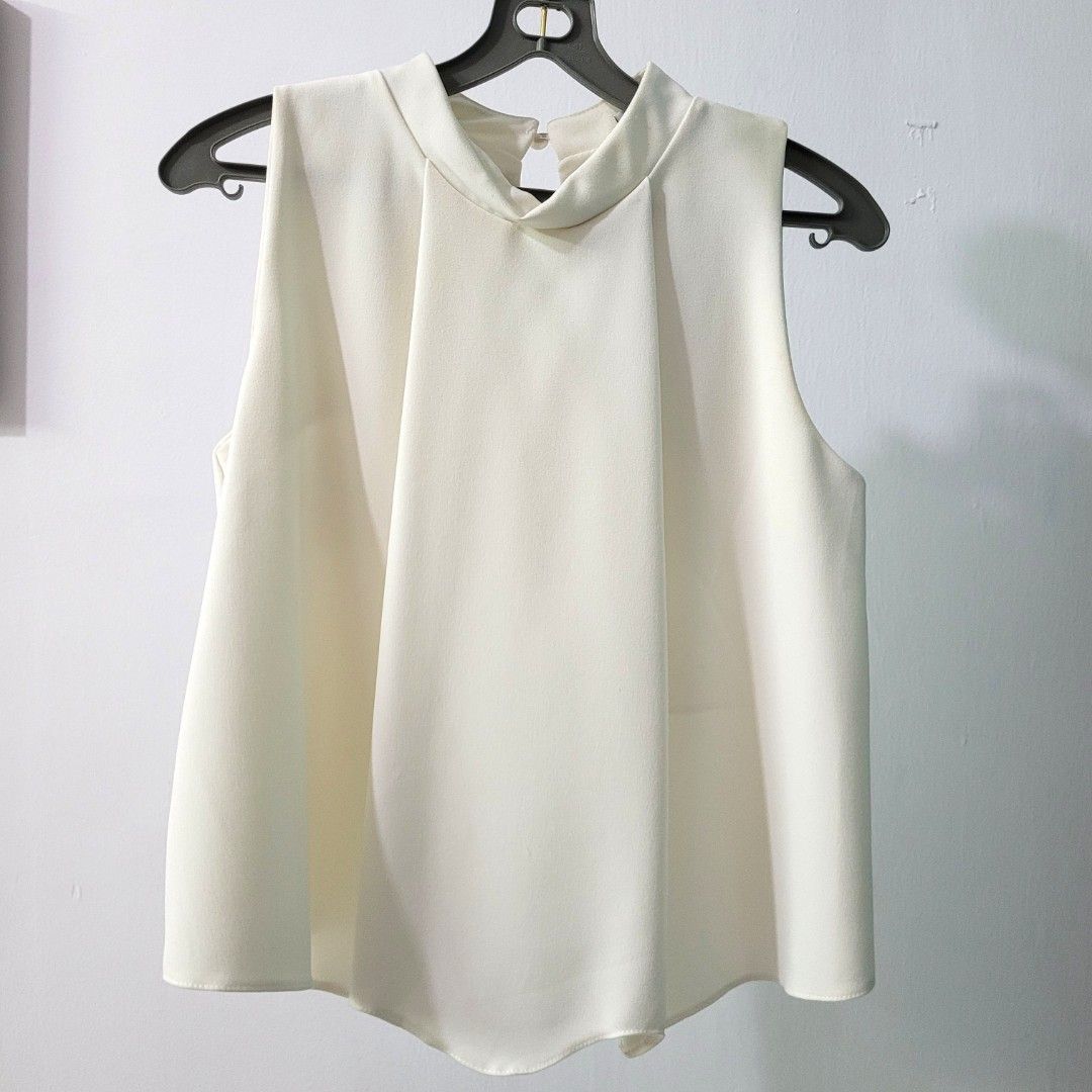 White high sales neck sleeveless top