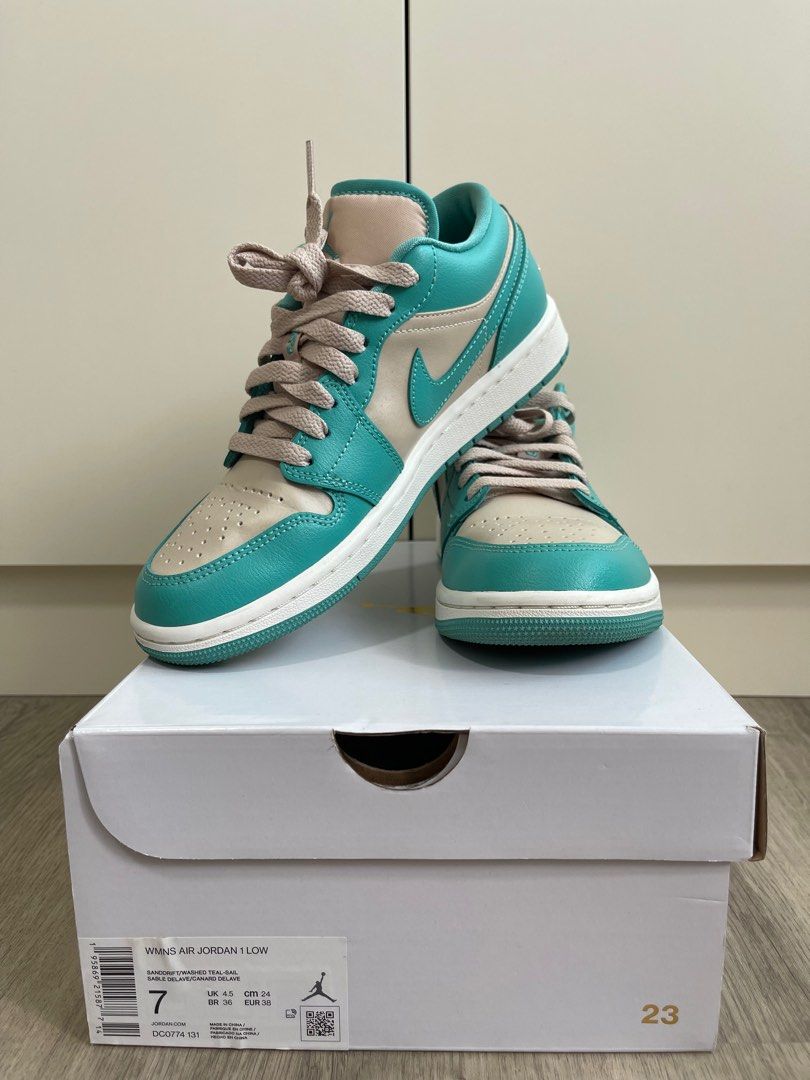 WMNS Air Jordan 1 Low Tropical Teal Sandy Beige Women s Fashion