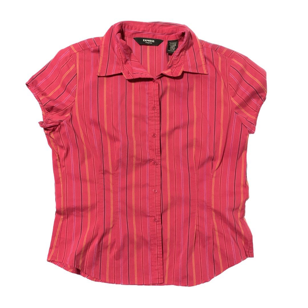 Women Red Button Up Blouse (Category: Blouses) located in Santa Ana. Submitted by wonisun (Listing ID 1257753548, Image 1). Description: used thrice.