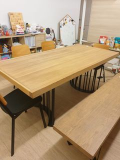 Wood table / Scandi table / Brown table with metal legs