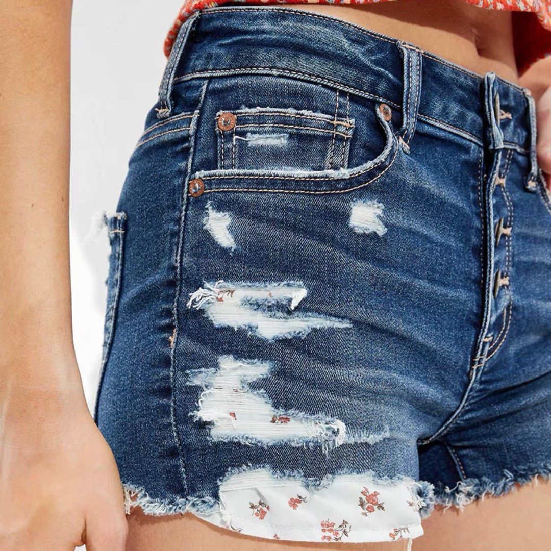 wts bnwt american eagle outfitters aeo dark blue denim button
