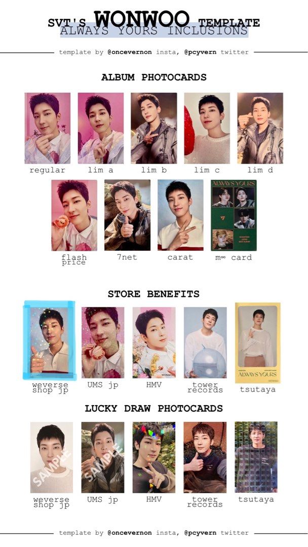 WTT Svt always yours pcs weverse pob wonwoo dk jeonghan