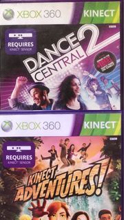 XBOX 360 DANCE CENTRAL 2 & KINECT ADVENTURES