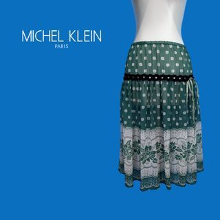 Y2k Fairycore Michel Klein Paris Floral Tie Lace Line Sheer Midi Skirt