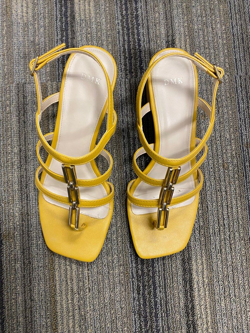 Yellow heels with golden chain Women s Fashion Footwear Heels