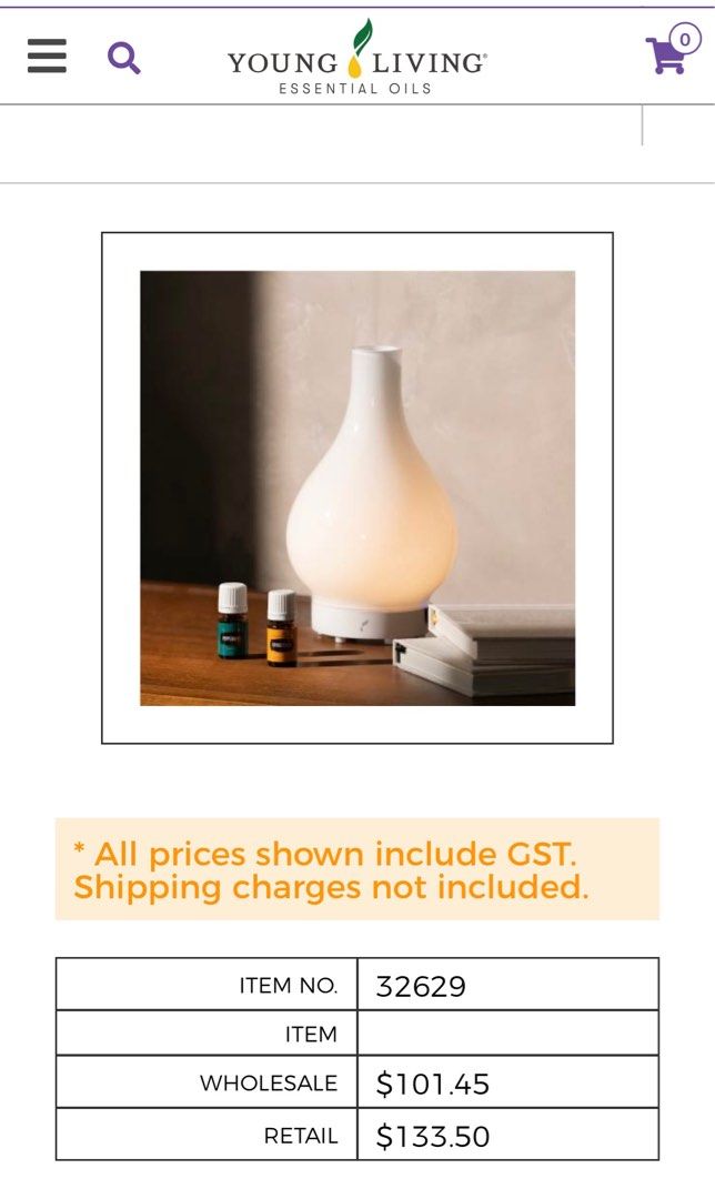 Young Living Lucia Artisan Diffuser, Furniture & Home Living, Home