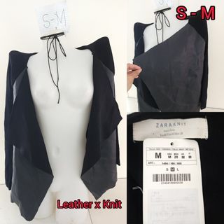 Zara BNWT Leather x Knitwear Black Jacket Medium in size