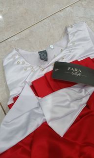 Zara Kids Dress Merah Putih Tumpuk