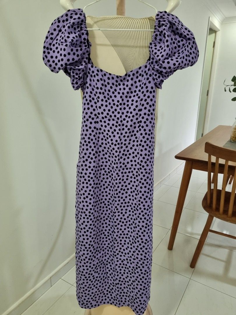 Fashion Dresses Polka Dot Dress Zara Blue Zara Blue And Black