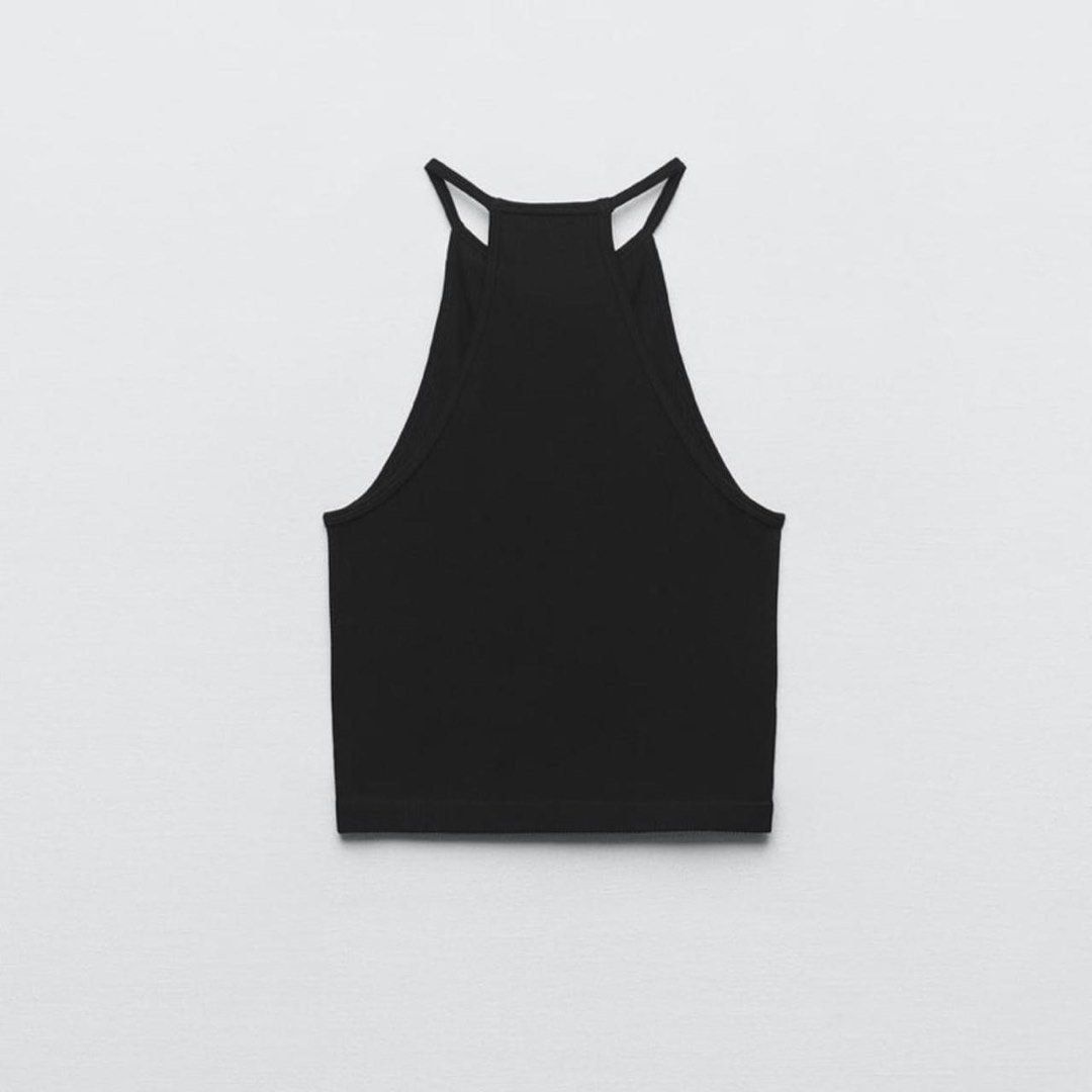 ZARA Seamless Halter Top in Black, Women's Fashion, Tops, Sleeveless on  Carousell