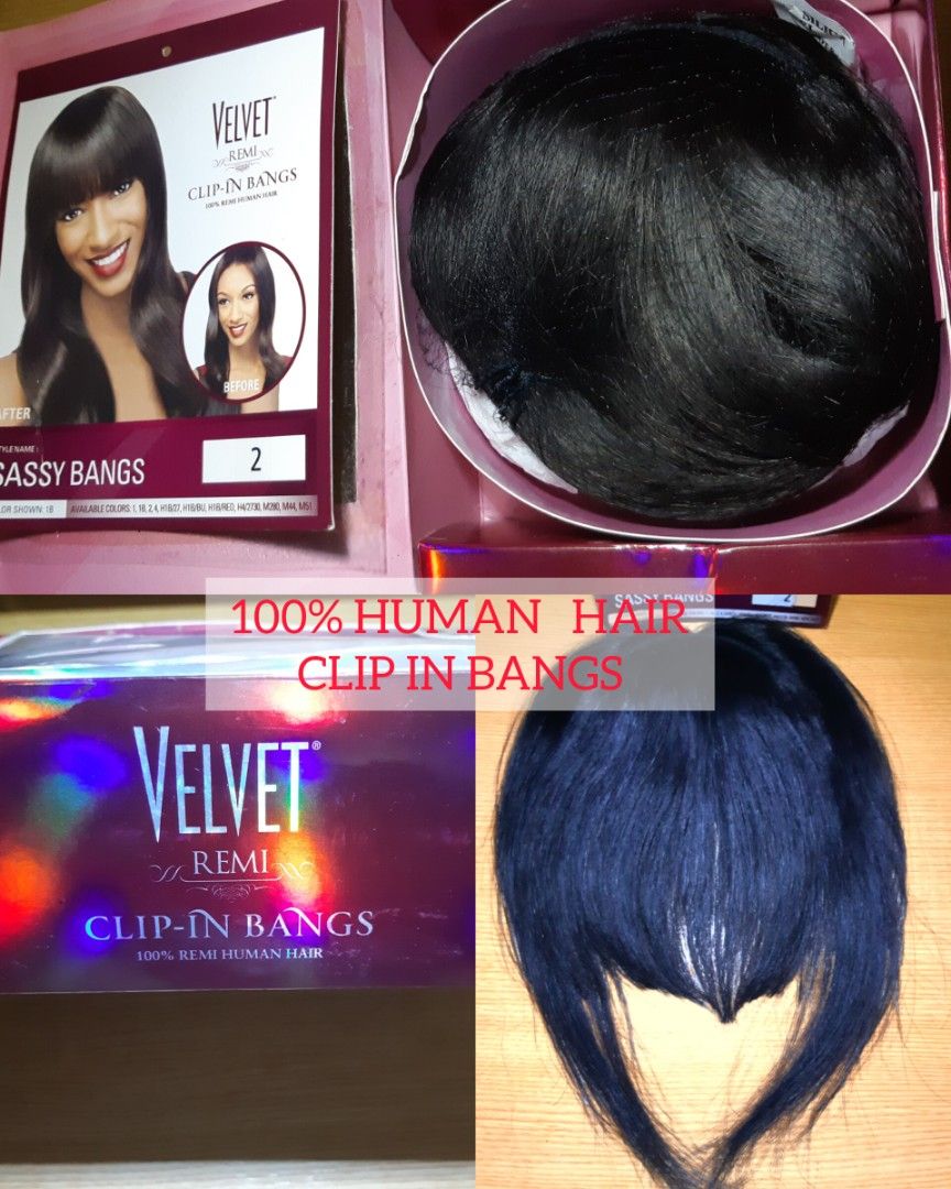 Velvet remy clip top in bangs