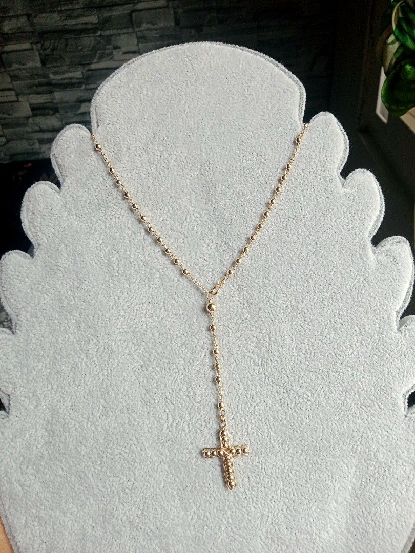 Ladies' Beaded Rosary Necklace in 10K Gold - 18
