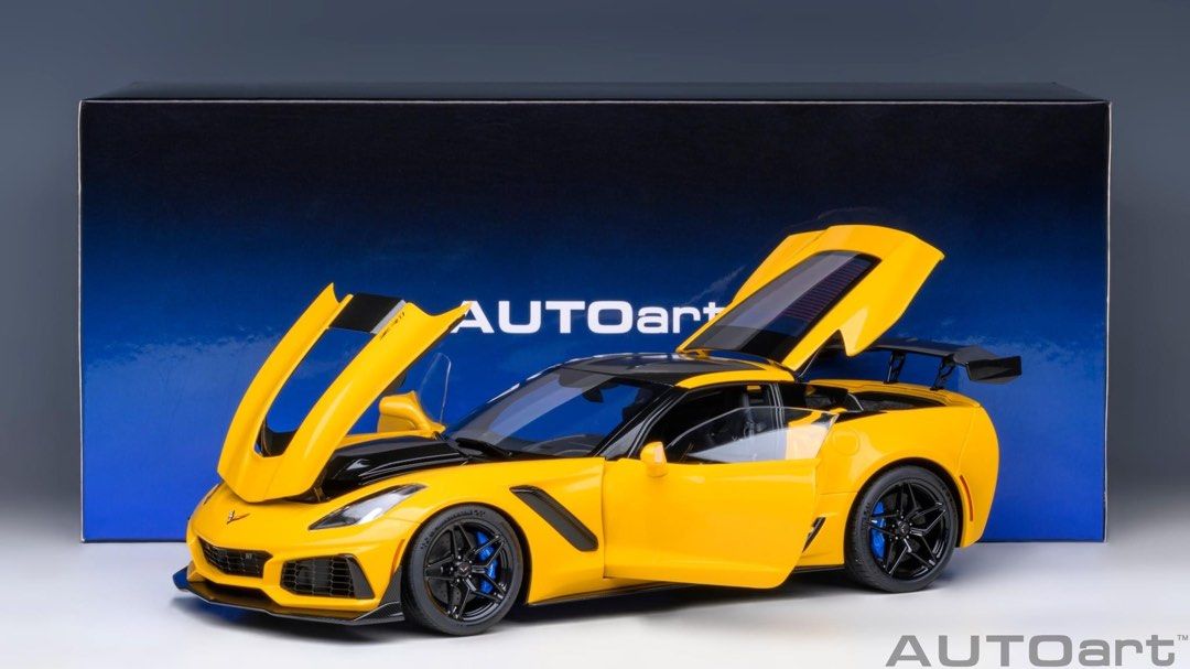 AUTOart Che Corvette C7 ZR1 1:18 - Gelbes Sammlerauto | Detaillierte Modellfahrzeug