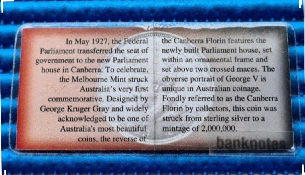 1927 Australia King V & Parliament House Canberra Commemorative