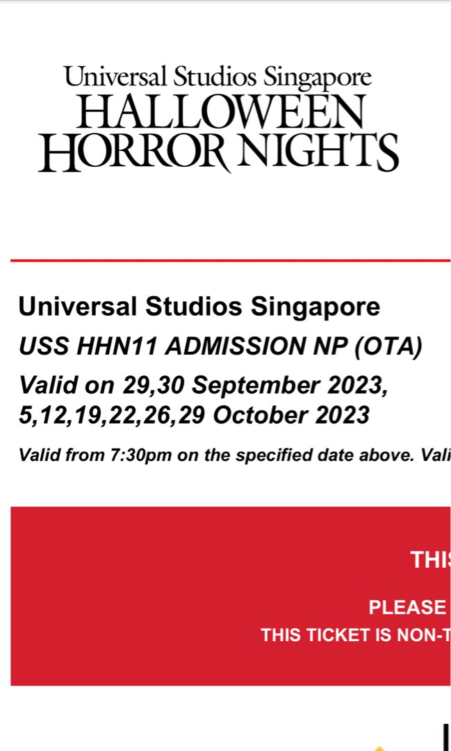 1 x USS HHN 2023 Ticket, Tickets & Vouchers, Event Tickets on Carousell