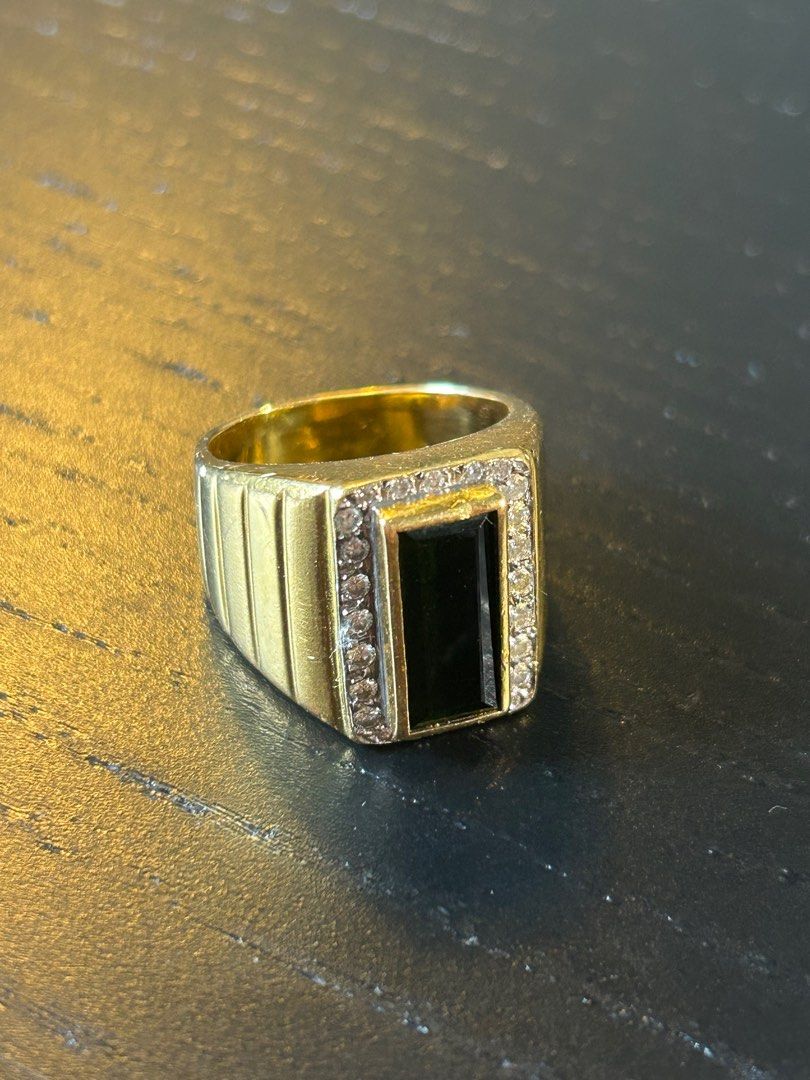 Mens gold ring with black onyx and diamond 2025
