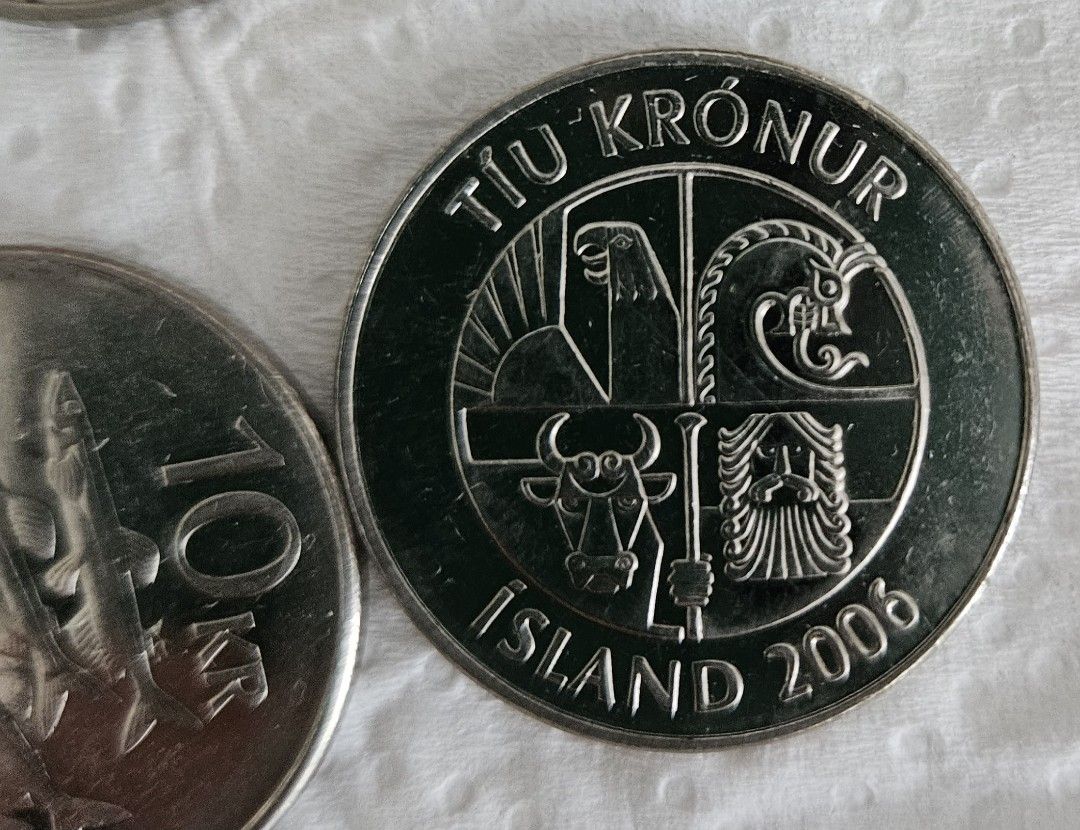 10KR Iceland 冰島克朗island 錢幣5個, 興趣及遊戲, 收藏品及紀念品, 錢幣- Carousell