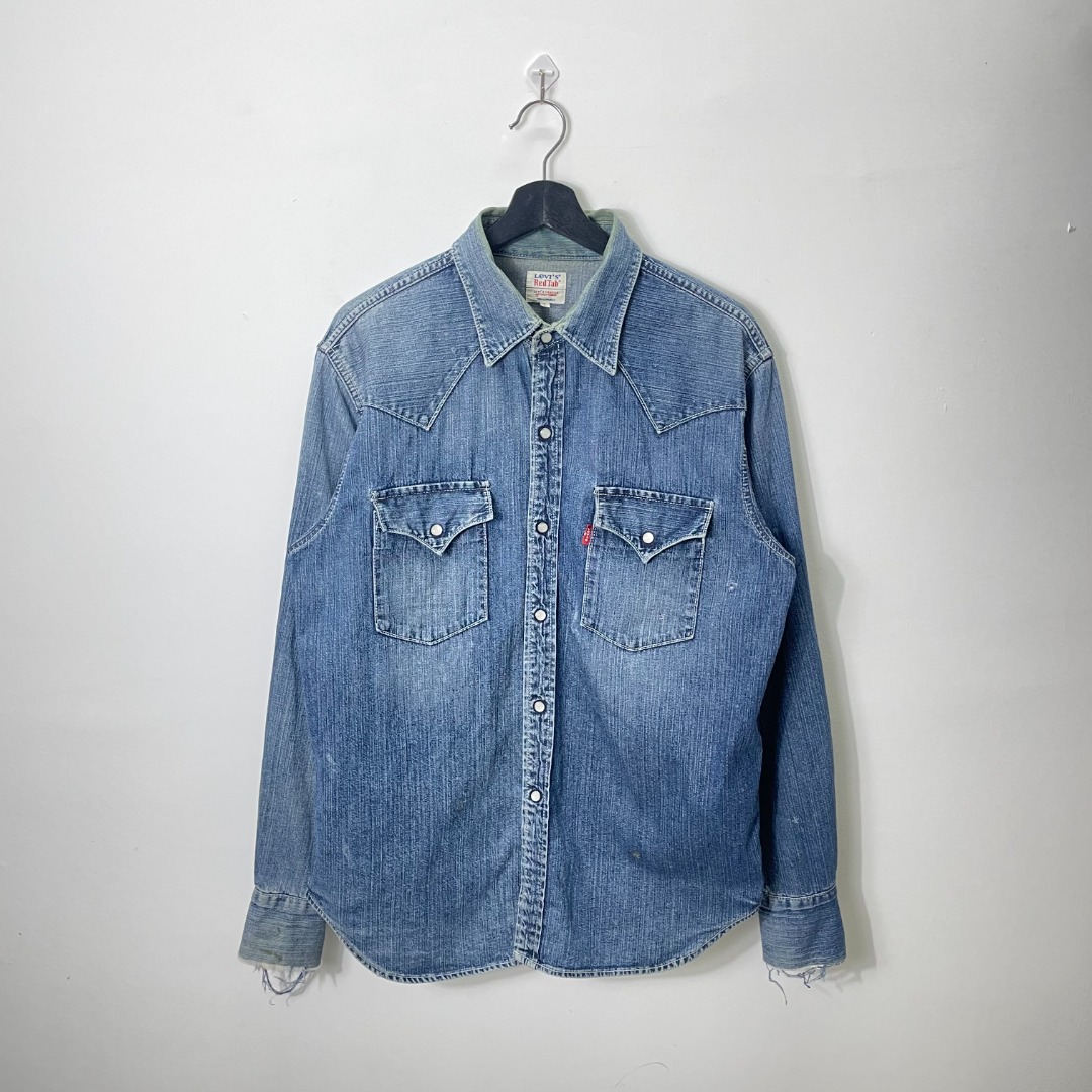 SALE L LEVIS RED TAB WESTERN SHIRT DENIM CHAMBRAY BAJU