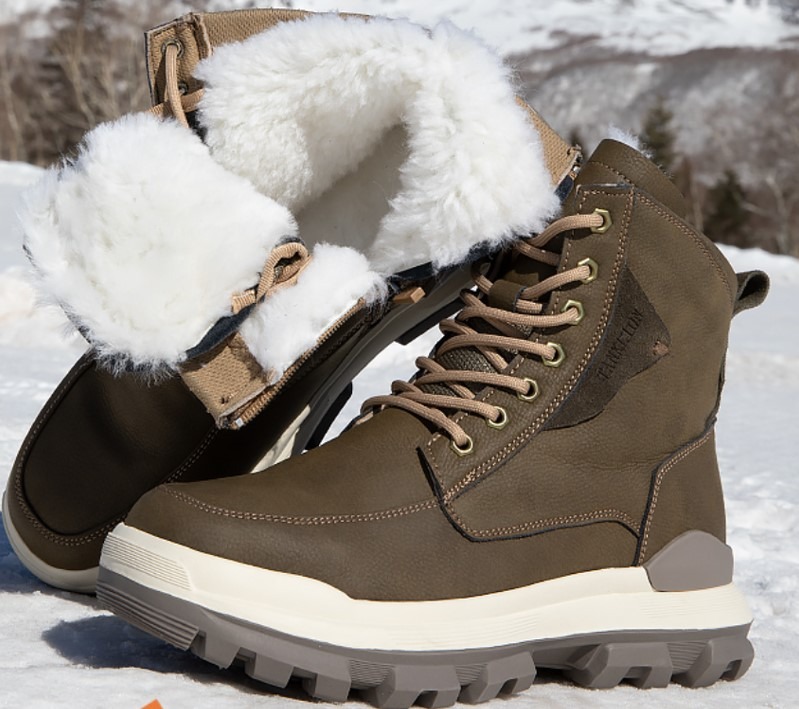 Anti slip waterproof chill proof leather winter boots lined with wool