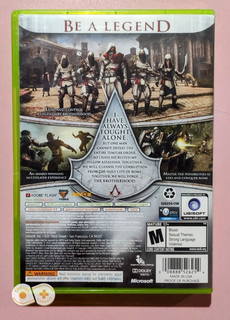 Assassin's Creed Brotherhood Sur Xbox 360 – Version FR, Bon état, Sans Notice
