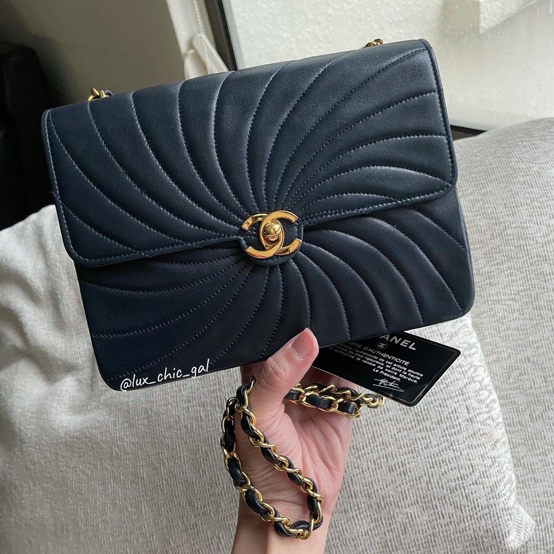 SOLD**AUTHENTIC CHANEL Mini Square 8 Spiral Quilted Flap Bag 24k Gold  Hardware 💙, Luxury, Bags & Wallets on Carousell