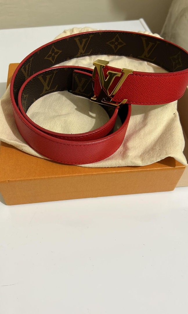 authentic louis vuitton red belt, Luxury, Apparel on Carousell
